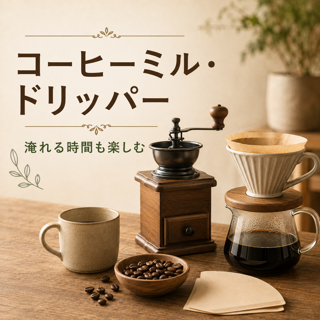 コーヒーミルとドリッパー