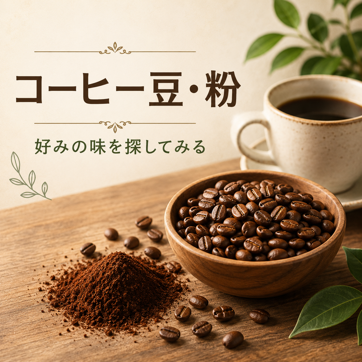 コーヒー豆とコーヒー粉